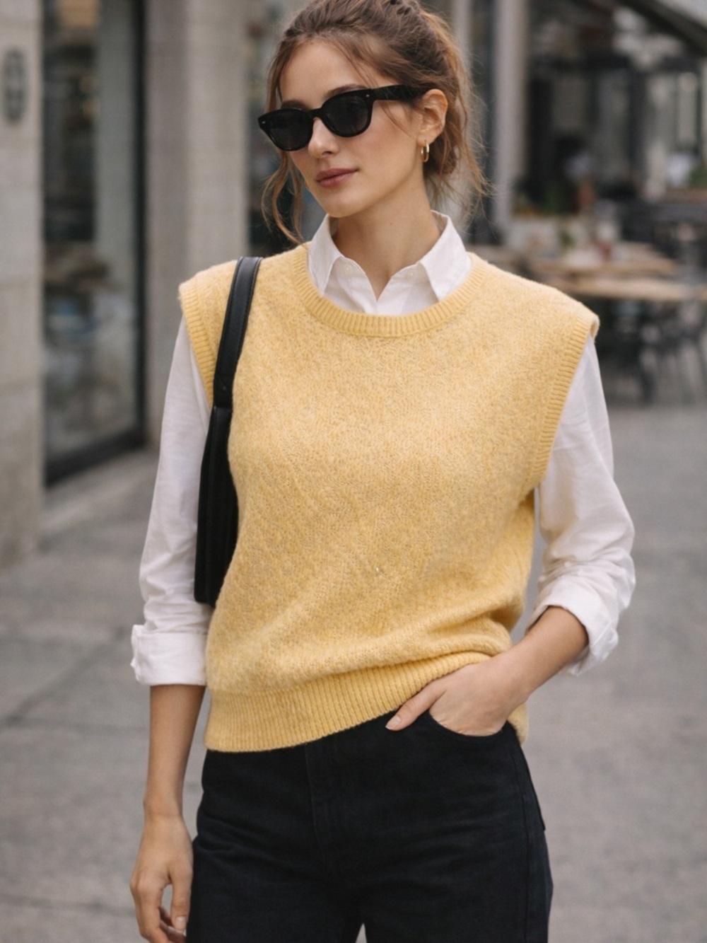 Vintage Pendleton Yellow Knit Sleeveless Sweater Vest